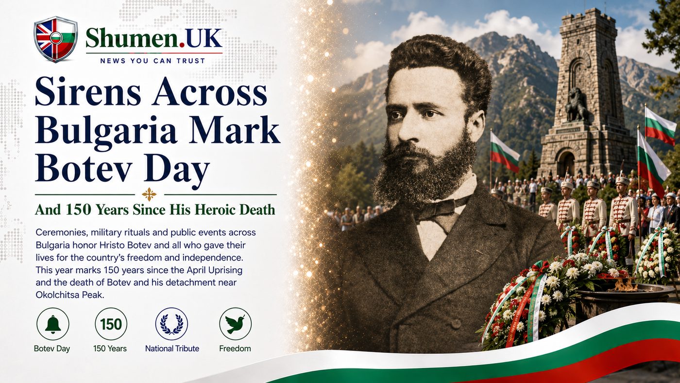 Bulgaria Paused for Two Minutes at Noon to Mark 150 Years Since Botev Died Fighting