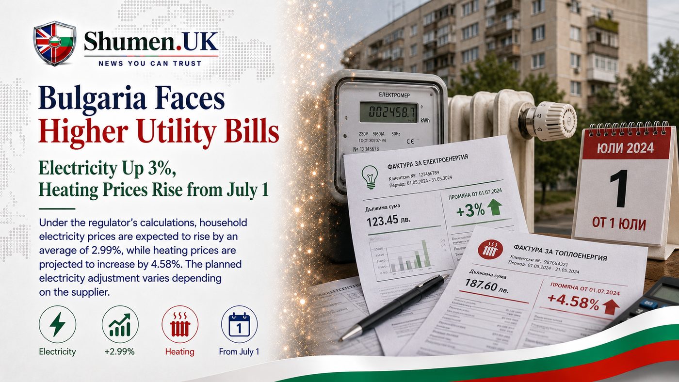Bulgaria's Electricity Bills Rise 3% from July, Heating Up 5%