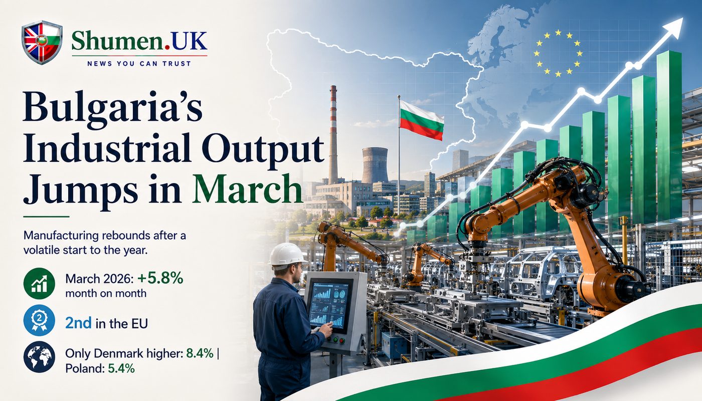 Bulgaria Posts 5.8% Industrial Output Jump, Among EU's Top Performers in March