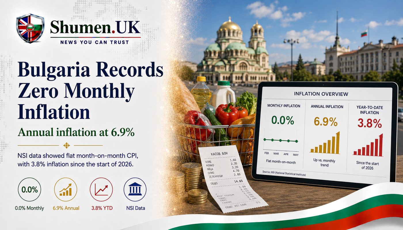Bulgaria's Prices Hold Flat in May While Annual Inflation Edges to 6.9%