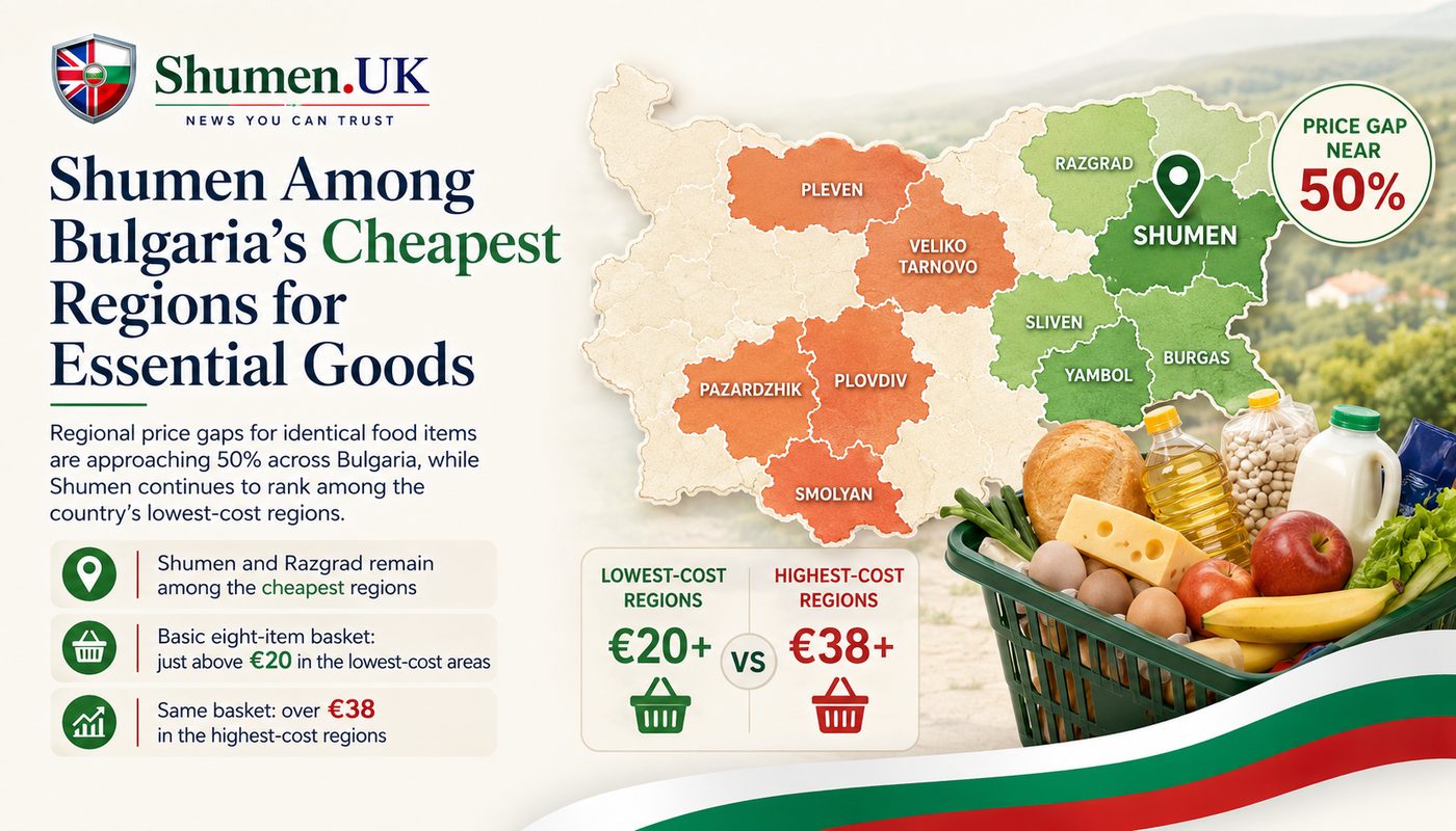 Basic Food Costs in Bulgaria Vary by Nearly 50% Between Regions