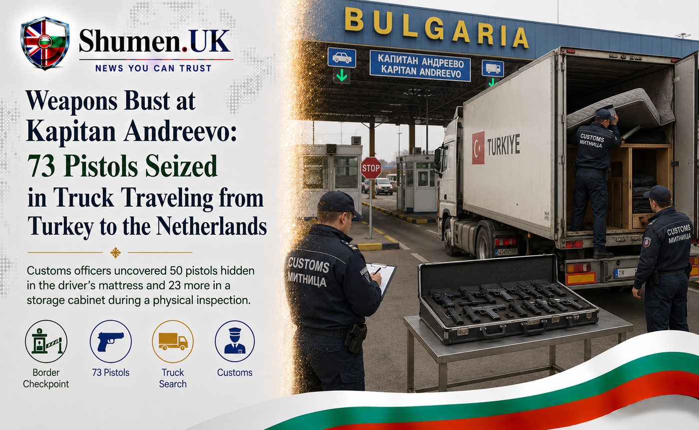 Seventy-Three Pistols, Hidden in a Mattress, Stopped at Bulgaria's Busiest Border