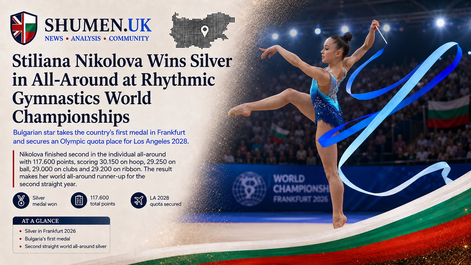 Nikolova Takes World Silver by 0.050 of a Point, and Bulgaria Takes a Los Angeles Place