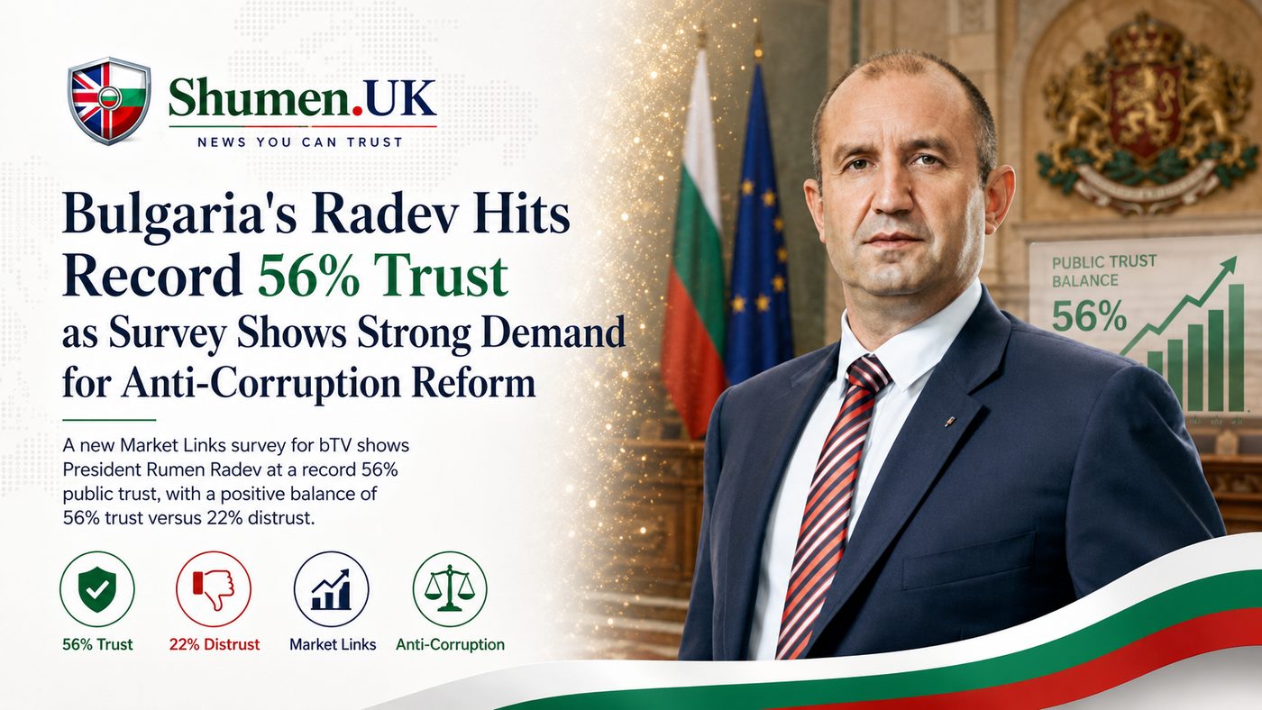 Bulgaria's Radev Hits Record 56% Trust as Three-Quarters Demand Corruption Trials