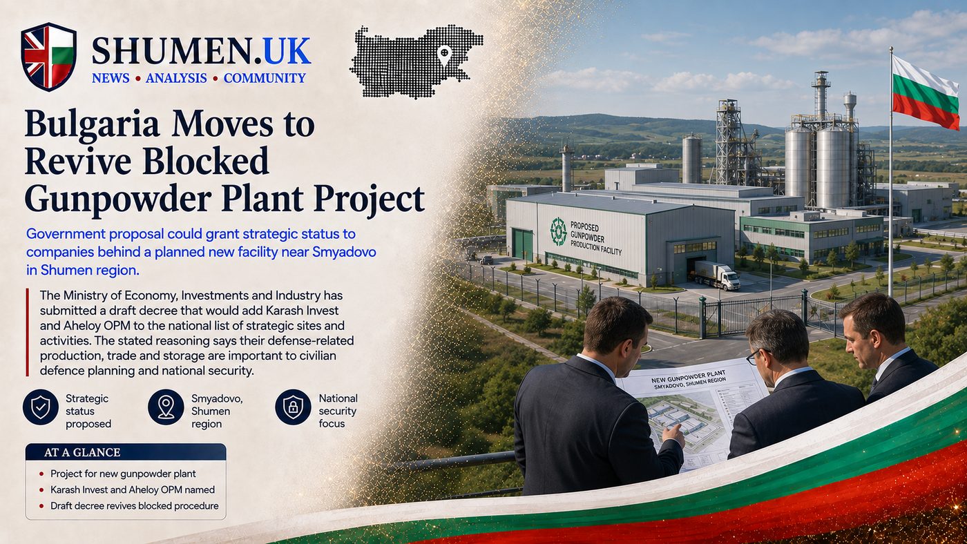 A Gunpowder Plant Near Smyadovo Is Back on the Table, on Paper at Least