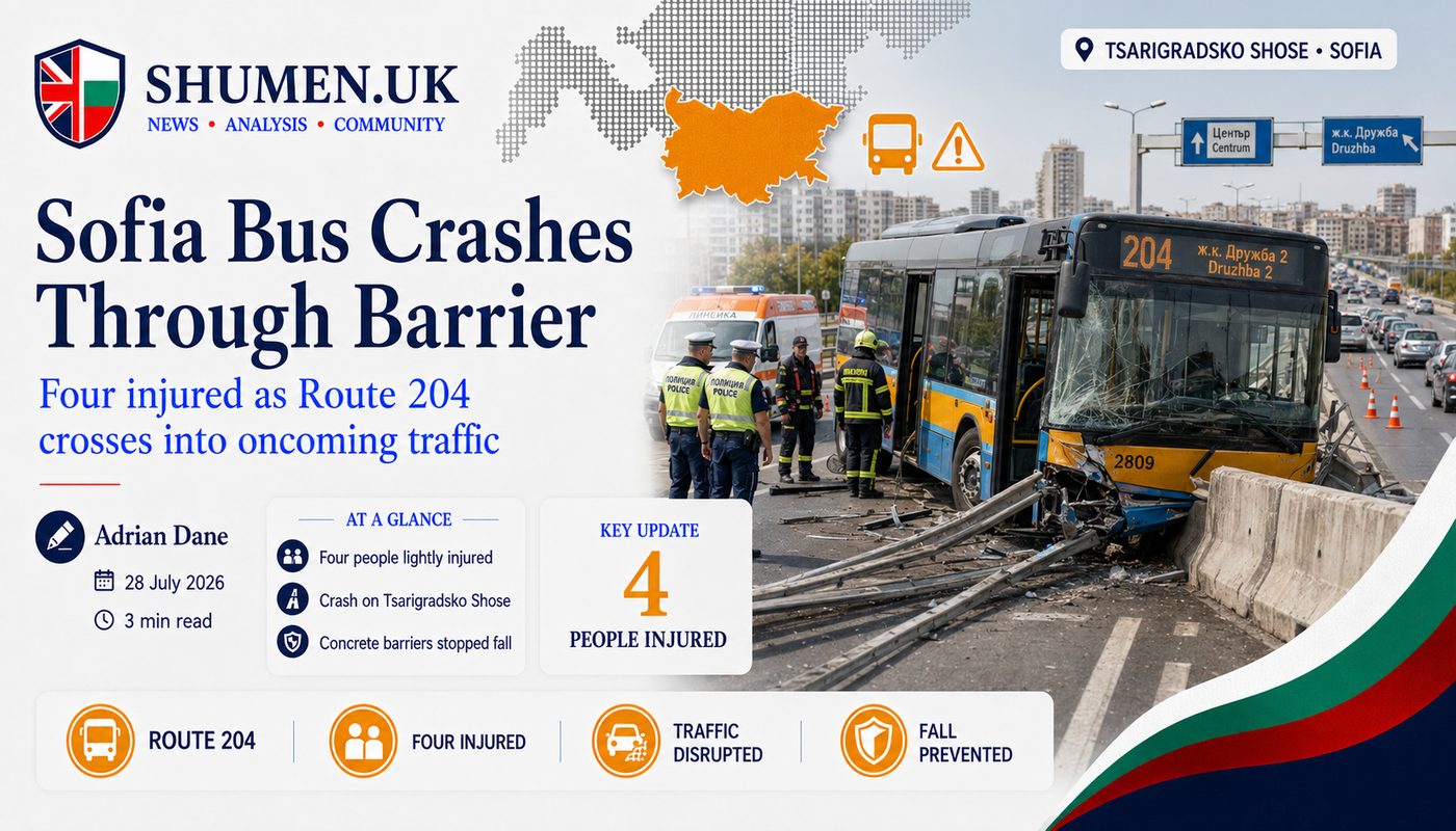 Four Hurt as Sofia Bus Smashes Through Tsarigradsko Barrier, Again