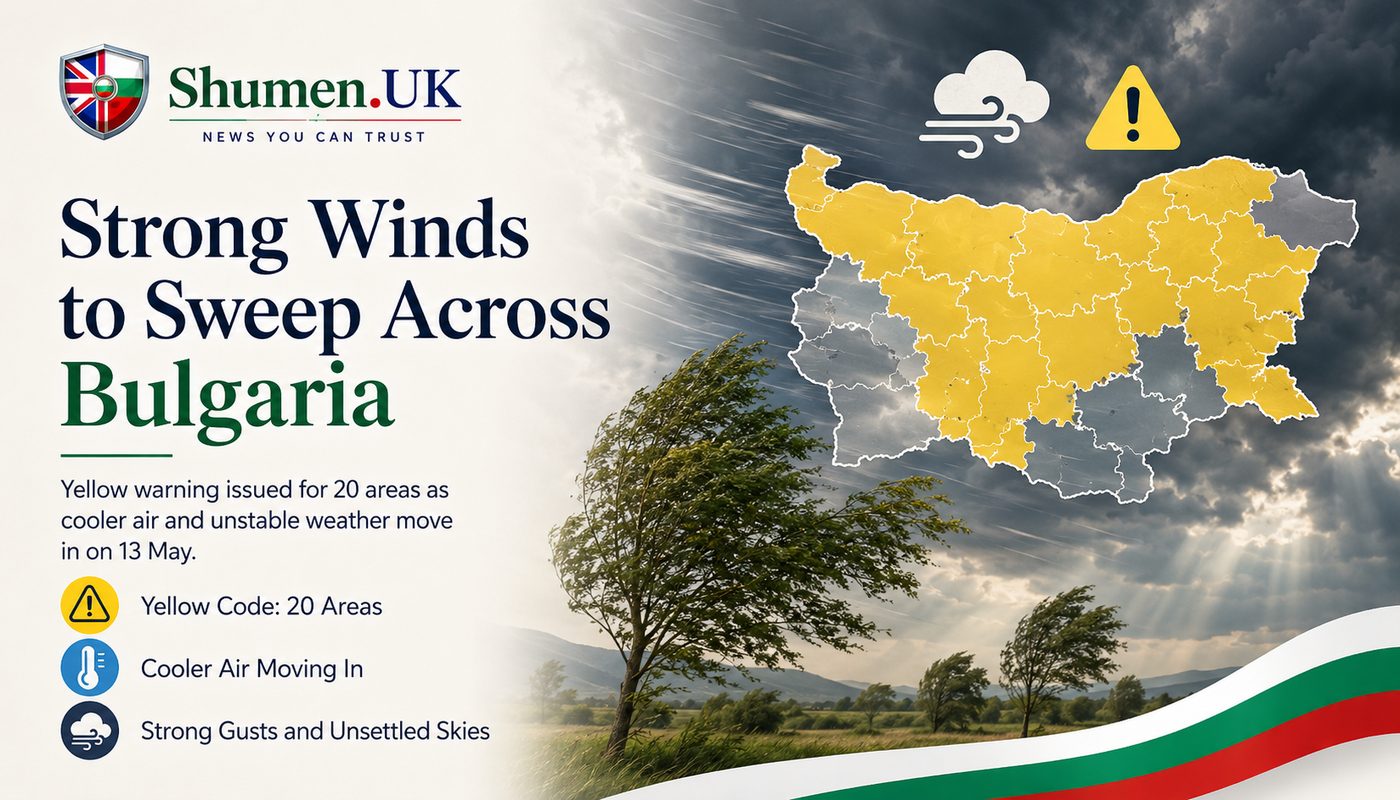 Strong Winds and Cold Front to Hit Bulgaria on Wednesday