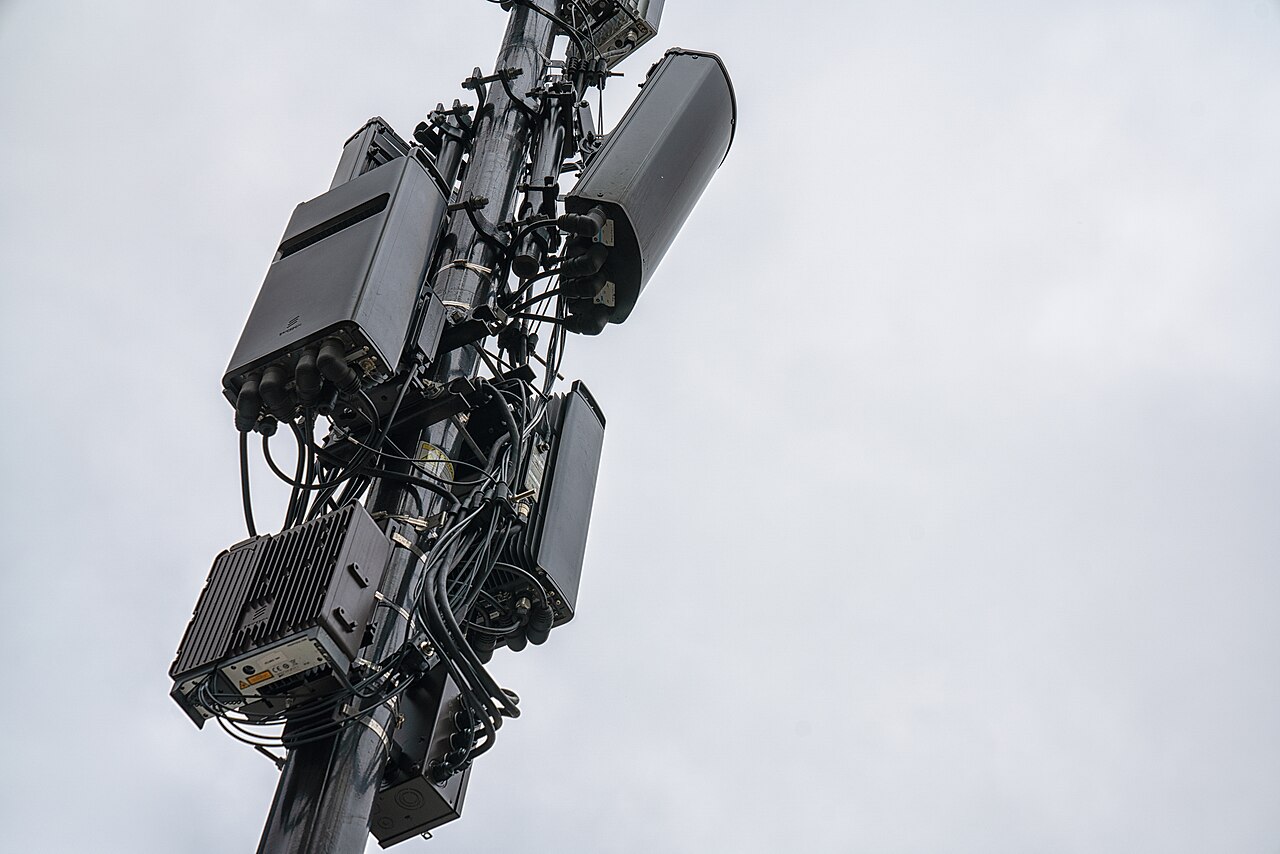 A 5G cellular antenna tower with the equipment that delivers Bulgaria's top-of-Europe mobile speeds